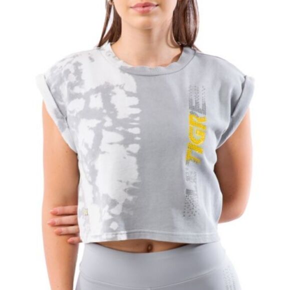 Le Tigre Elise Half Tie Dye Cropped Gym Workout Top Grey Size Small - Picture 1 of 9